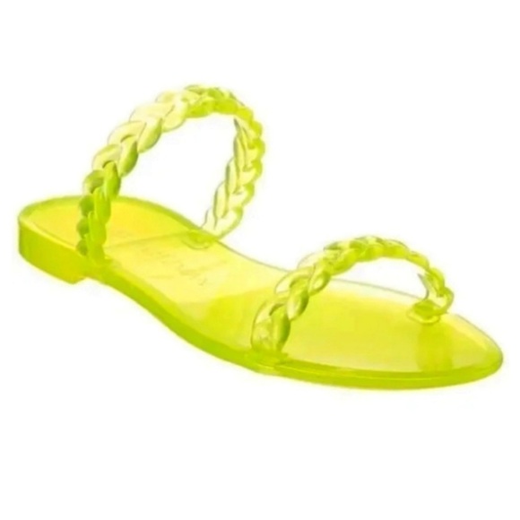 NWOT Stuart Weitzman Neon Electric Lime Braida Sawyer Jelly Sandals Size 9 - Picture 1 of 11